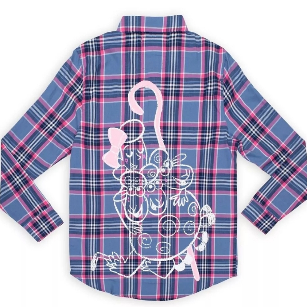 Disney Pixar Toy Story 4 Bo Peep Cakeworthy Flannel Shirt Women M Blue Pink